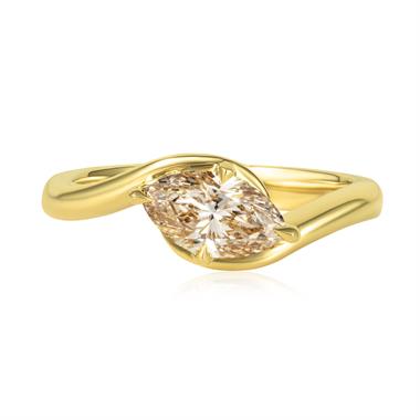 18ct Yellow Gold Champagne Marquise Diamond Engagement Ring 1.04ct thumbnail