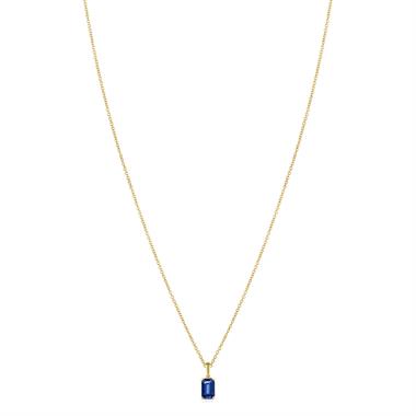 18ct Yellow Gold Emerald Cut Blue Sapphire Pendant thumbnail
