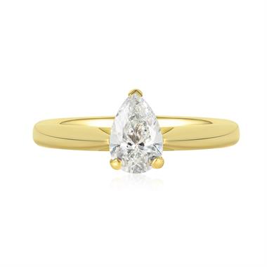 18ct Yellow Gold Diamond Pear Shape Solitaire Engagement Ring 0.70ct thumbnail