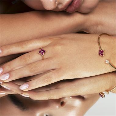 Fleur 18ct Yellow Gold Ruby Bangle thumbnail