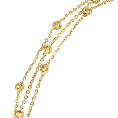18ct Yellow Gold Three Strand Faceted Bead Station Bracelet thumbnail