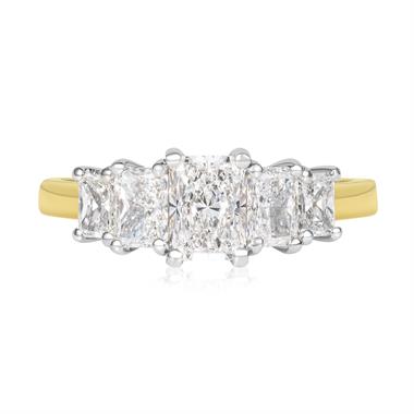 18ct Yellow Gold Five Stone Radiant Diamond Ring 1.62ct thumbnail