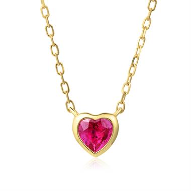 18ct Yellow Gold Ruby Heart Necklace thumbnail
