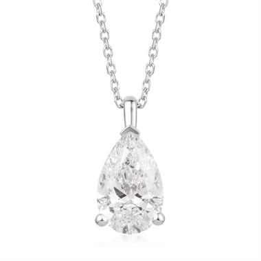 18ct White Gold Lab Grown Pear Shape Diamond Necklace 1.50ct thumbnail
