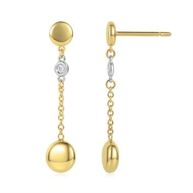 Pebble 18ct Yellow Gold Diamond Drop Earring thumbnail