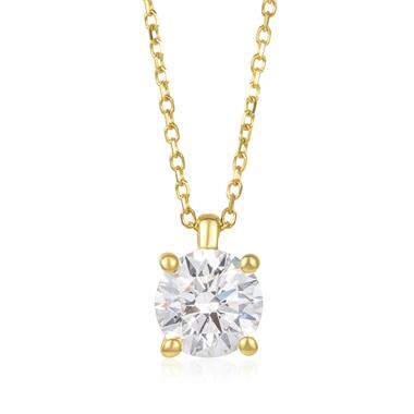 18ct Yellow Gold Lab Grown Round Diamond Necklace 1.00ct thumbnail