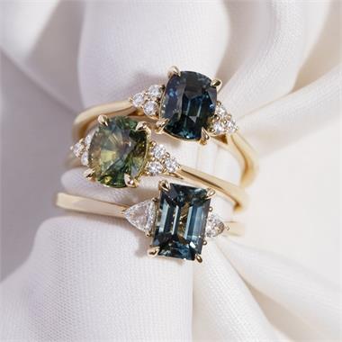 18ct Yellow Gold Oval Bi-Colour Sapphire and Diamond Engagement Ring thumbnail