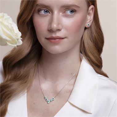 Camellia 18ct White Gold Emerald and Diamond Necklace thumbnail