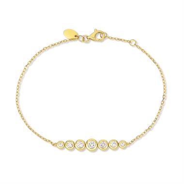 18ct Yellow Gold Graduated Bezel Set Diamond Bracelet thumbnail