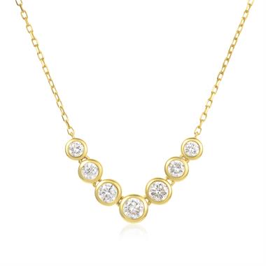 18ct Yellow Gold Graduated Bezel Set Diamond Necklace thumbnail