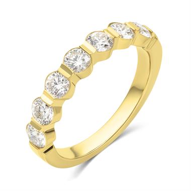 18ct Yellow Gold Modern Bar Set Diamond Eternity Ring 1.00ct thumbnail 