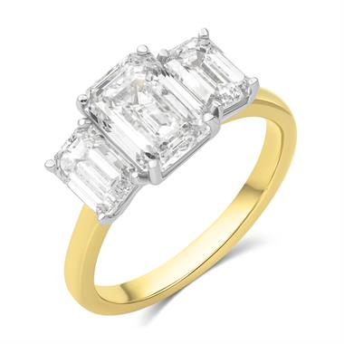 18ct Yellow Gold Lab Grown Emerald Cut Diamond Engagement Ring 3.50ct thumbnail 