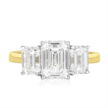 18ct Yellow Gold Lab Grown Emerald Cut Diamond Engagement Ring 3.50ct thumbnail
