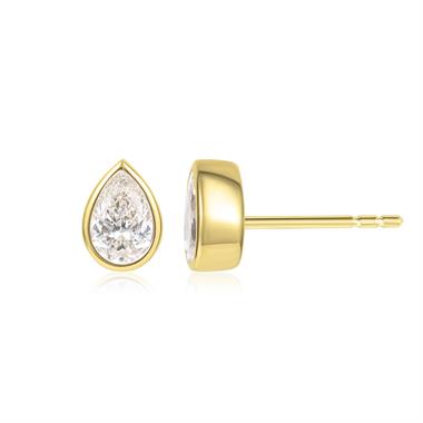 18ct Yellow Gold Pear Diamond Solitaire Earrings 0.80ct thumbnail