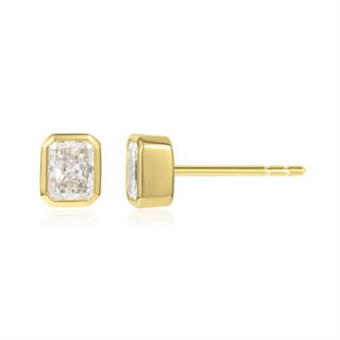 18ct Yellow Gold Radiant Diamond Solitaire Earrings 1.00ct thumbnail