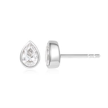 18ct White Gold Pear Diamond Solitaire Earrings 0.80ct thumbnail 