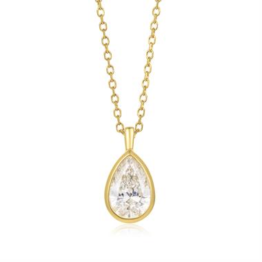18ct Yellow Gold Pear Diamond Solitaire Necklace 0.70ct thumbnail 