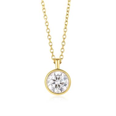 18ct Yellow Gold Round Diamond Solitaire Necklace 0.70ct thumbnail 