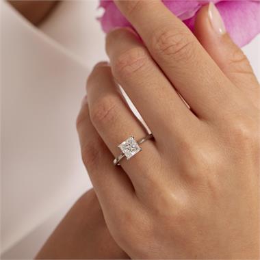 Platinum Princess Cut Diamond Solitaire Engagement Ring 1.50ct thumbnail