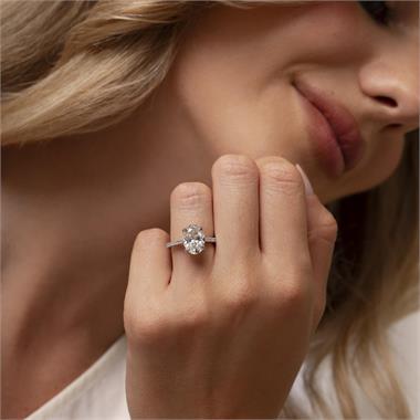 Platinum Lab Grown Oval Diamond Engagement Ring 3.00ct thumbnail
