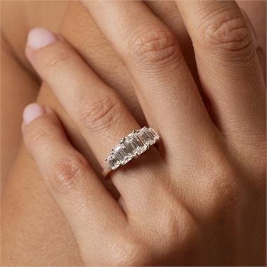 Platinum Lab Grown Emerald Cut Diamond Engagement Ring 3.10ct thumbnail