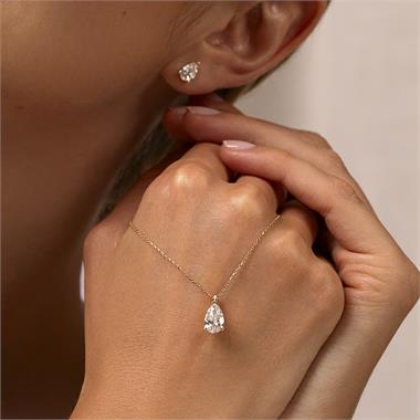 18ct Yellow Gold Lab Grown Pear Shape Diamond Earrings 1.40ct thumbnail