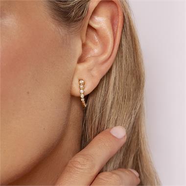 18ct Yellow Gold Graduated Bezel Set Diamond Hoop Earrings thumbnail