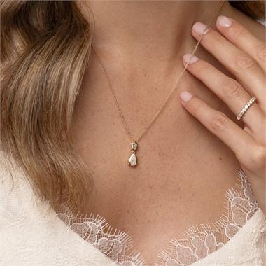 18ct Yellow Gold Geo Cut Pear Diamond Necklace thumbnail