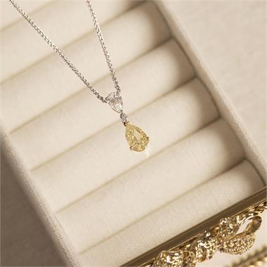 18ct White Gold Yellow Diamond Drop Necklace thumbnail