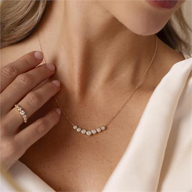 18ct Yellow Gold Graduated Bezel Set Diamond Necklace thumbnail