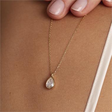 18ct Yellow Gold Pear Diamond Solitaire Necklace 0.70ct thumbnail
