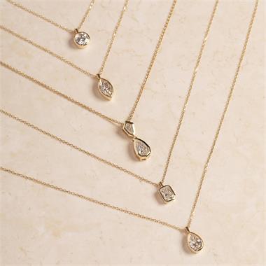 18ct Yellow Gold Radiant Diamond Solitaire Necklace 0.70ct thumbnail