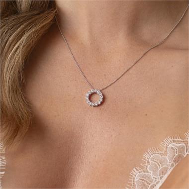 18ct White Gold Diamond Circle Necklace 1.26ct thumbnail