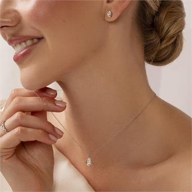 18ct White Gold Pear Diamond Solitaire Necklace 0.80ct thumbnail