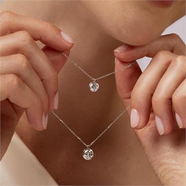 18ct White Gold Round Diamond Solitaire Necklace 0.70ct thumbnail