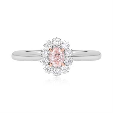 Platinum Blush Pink Diamond Oval Cluster Engagement Ring thumbnail