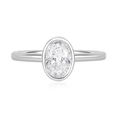 Platinum Lab Grown Oval Diamond Engagement Ring 1.00ct thumbnail