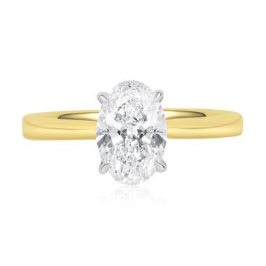 18ct Yellow Gold Lab Grown Oval Diamond Engagement Ring 1.50ct thumbnail
