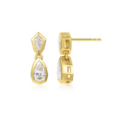 18ct Yellow Gold Geo Cut Pear Diamond Earrings thumbnail