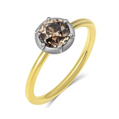 18ct Yellow Gold Old Cut Cognac Diamond Engagement Ring 1.22ct thumbnail 