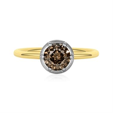 18ct Yellow Gold Old Cut Cognac Diamond Engagement Ring 1.22ct thumbnail