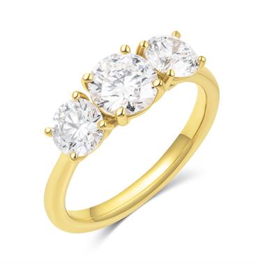 18ct Yellow Gold Diamond Three Stone Engagement Ring 2.20ct thumbnail 