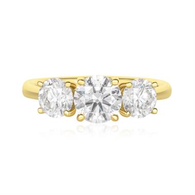 18ct Yellow Gold Diamond Three Stone Engagement Ring 2.20ct thumbnail