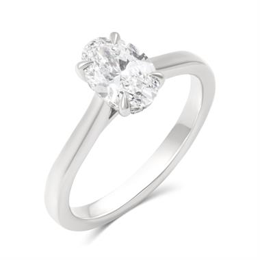 Platinum Lab Grown Oval Diamond Engagement Ring 1.00ct thumbnail 