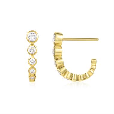 Alchemy 18ct Yellow Gold Graduated Bezel Set Diamond Hoop Earrings thumbnail 