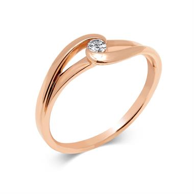 Mon Coeur 18ct Rose Gold Twist Design Diamond Dress Ring 0.08ct thumbnail