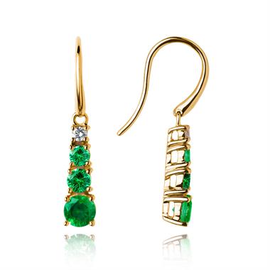 Bonbon 18ct Yellow Gold Tsavorite and Diamond Drop Earrings thumbnail