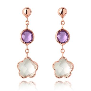 Bloom 18ct Rose Gold Amethyst Drop Earrings thumbnail