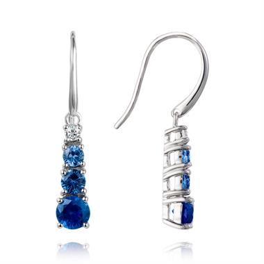 Bonbon 18ct White Gold Sapphire and Diamond Drop Earrings thumbnail