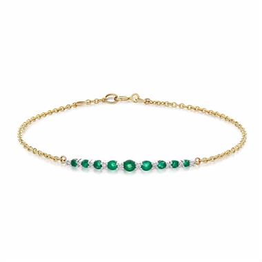 18ct Yellow Gold Emerald and Diamond Bracelet thumbnail